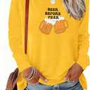 Oktoberfest Shirt Women German Bavarian Festival Tees Beer Drinking Long Sleeve Shirt (L)