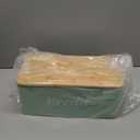 Hushee Metal Bread Box and Butter Dish with Bamboo Cutting Board Lid and Knife Bread Storage Container Breadbox for Kitchen Counter Butter Organizer for Kitchen Countertop Decoration(Sage Green)