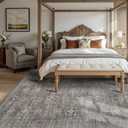 Rugxara 6x9 Area Rugs for Living Room Bedroom, Large Washable Rug, Grey Vintage Retro Boho Rug, Non Slip & Low Pile Faux Wool Thin Carpet for Indoor Dining Room and Kids Room(Taupe/Grey 6x9ft)