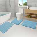 Buganda Memory Foam Bathroom Rug Mat 30x20, Extra Soft and Absorbent Bath Mats, Non-Slip and Machine Washable Bath Rugs for Bathroom Floor,Tub and Shower, Blue