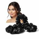 10 x 3PCS Satin Scrunchies for Women  No Crease Frizz Free Hair Scrunchies with Gentle Elastic, Soft Bands for Thin & Thick Hairs, Stylish Hair Accessories | Ideal Gift for Women, Classic Black