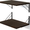 Love-KANKEI Deep Floating Shelves for Wall, 16" W x 12" D Wide Wall Shelves Set of 2, Rustic Large Wood Hanging Shelves for Storage, Bathroom Bedroom Living Room Kitchen Dark Brown