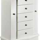 Ylu Yni Jewelry Box, Wooden Large Organizer with Mirror, 5 Layers 4 Drawers for Rings, Earrings, Necklaces, Gifts for Women, White