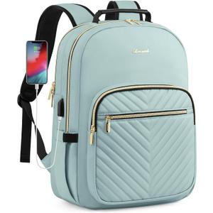 LOVEVOOK Laptop Backpack for Women, Travel Computer Work Bags with 17-inch Laptop Compartment, College School Student Bag Teen Backpacks For Girls, Outdoor Carry On Backpack Purse, Mint Green