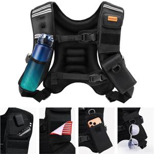 Weighted Vest Woman & Men, 12lb Plus Size Weighted Vest With Phone Pockets & Reflective Strips for Walking, Running, Hiking,Rucking, Workout, Strength Training