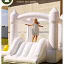 White Bounce House with Slide, Indoor Bouncy House for Kids 3-8 w/Ball Pit, Bounce Area 6.5'x6.5', Capacity 300 lb