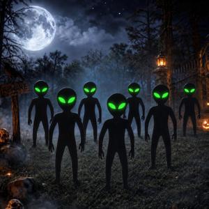 Geelin 6 Pack 40 Inch Halloween Alien Decor Glow in Dark with Stakes