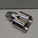 Dual Exhaust Tips, Stainless Steel Double Outlet Car Muffler Tail Tip Exhaust Curved Type Tailpipe Tip 63mm/2.5" Inlet Bolt-on Exhaust Tip Bevel Port (Curved,Silver)