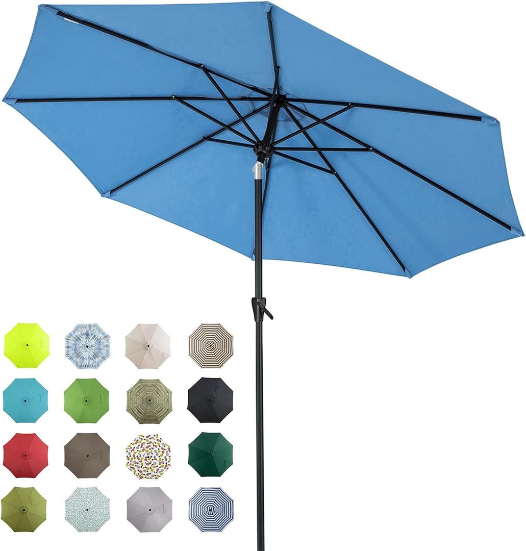 Tempera Patio Market Outdoor Table Umbrella with Auto Tilt and Crank, Large Sun Umbrella with Sturdy Pole & Fade Resistant Canopy, Easy to Set 10 FT