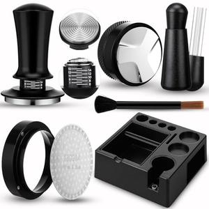 Acellegic 7pcs 51mm Espresso Accessories Kit Tamping Station Machine Accessories Spring Loaded Calibrated Tamper Espresso Tool and Dosing Funnel Set Distributor and Tamper Leveler