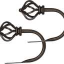 KAMANINA Decorative Curtain Drapery Holdbacks for Wall, Bronze Curtain Tiebacks Holders with Screws Wall Mounted for Drapes Window Home Decoration, Twisted Cage Finials, 1 Pair/2 Pack, Small