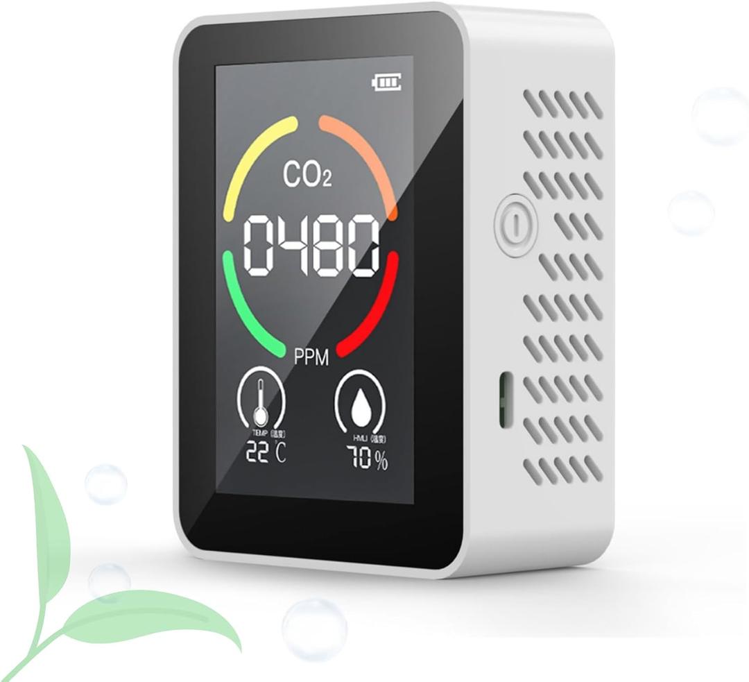 KATZEIST CO2 Detector, Air Quality Monitor Mini CO2 Meter Portable Detector Temperature Humidity Air Analyzer Digital for Home, Office, Travel (3 in 1-Semi)