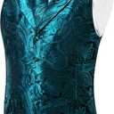 DiBanGu Men's Silk Paisley Vest and Tie Set 5PCS | Dress Vest for Men,Suit Casual Formal Waistcoat,Necktie,Notch Lapel,5 Buttons,2 Real pockets,Wedding,Party,Business,Tuxedo (Blue, M)