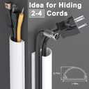 Cord Hider 39in (3 x L13in), Cable Cover for 2-4 Cords on Wall, Wire Hider for Wall Mount TV, Cable Raceway White W1.4inxH0.7in