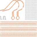 925 Sterling Rose Gold Earring Hooks 120 PCS/60 Pairs Hypoallergenic Ear Wires Fish Hooks for Jewelry Making, Jewelry Findings Parts with 120 PCS Rubber Earring Backs Stopper for DIY Earrings