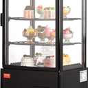 VEVOR XC-78L(1R) Cake Refrigerated 3 Cu.Ft./85L Countertop Pastry, Commercial Display Case with LED Lighting, TURBO, Frost-Free Air-Cooling, Locked Door for Bakery, 18.8 x 16.9 x 38 in, Black