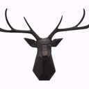 Faux Taxidermy Animal Head Wall Art - Geometry Deer Head Home Decor, 8 Point Buck Deer Bust Wall Hanging (Black, 27.5''Wx20''H)