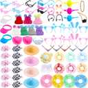 Poen 100 Pcs Rubber Duck Accessories Decorations for Cowgirl Hats Glasses Earphones So on Necklaces Swimming Ring Crowns Bibs DIY Accessories Gifts for Valentine Rubber Duck (Chic Style)