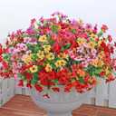 Kingsboomy Artificial Flowers for Outdoors, Faux Plants Flowers, 12 Bundles Silk Colorful Fake Flowers Eucalyptus Realistic UV Resistant for Outside Home Planter Porch Patio Yard Decor (12, 6 Colors)