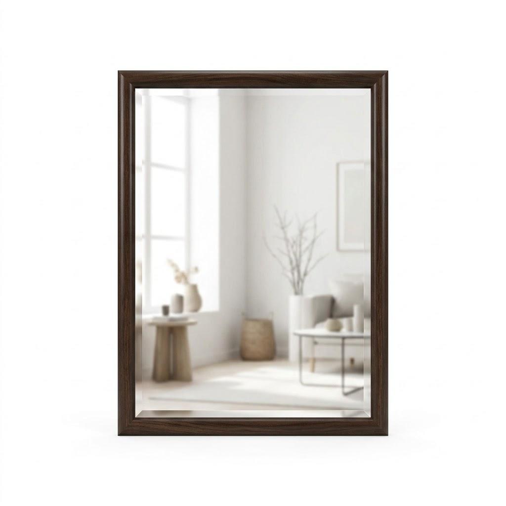 24x18 Inch Wood Mirror for Bathroom, Wooden Frame Wall Mirror Farmhouse Wall Mounted Rectangle Mirror for Vanity