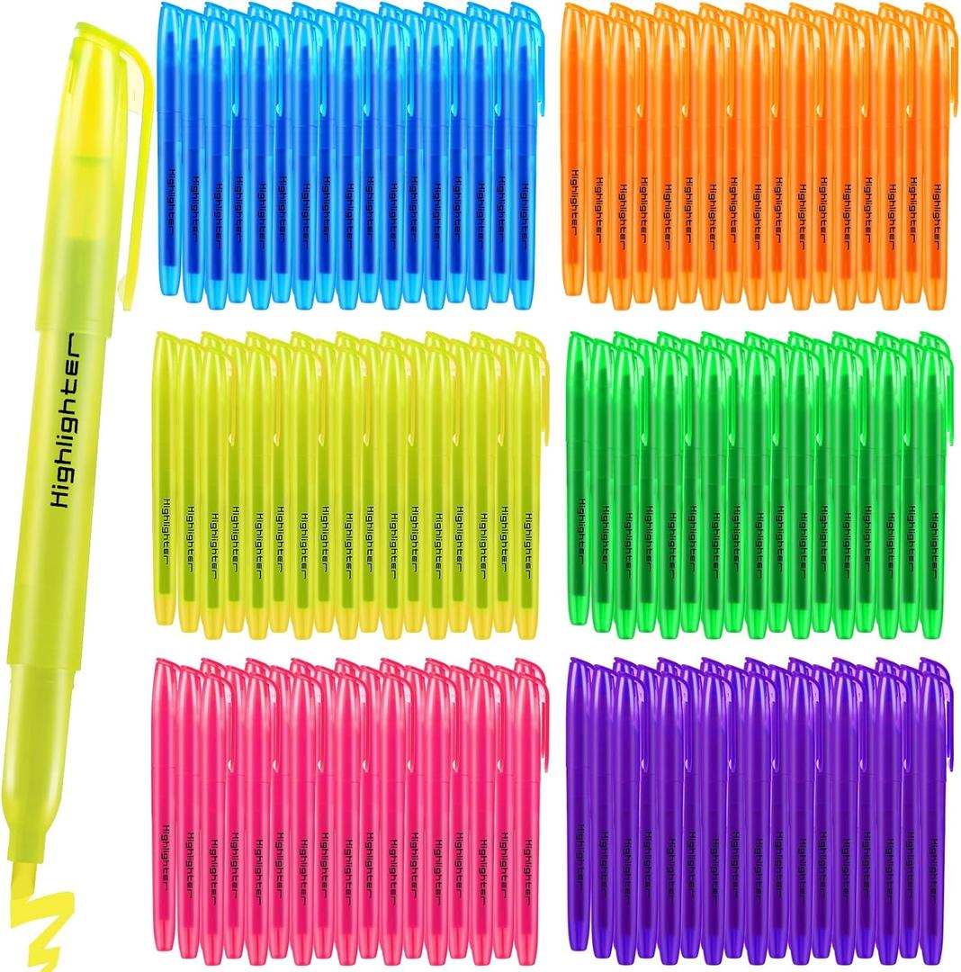Highlighters Assorted Colors Bulk, 150 Pcs Pastel Highlighters Bulk with 6 Colors for Office and School (Multicolor)
