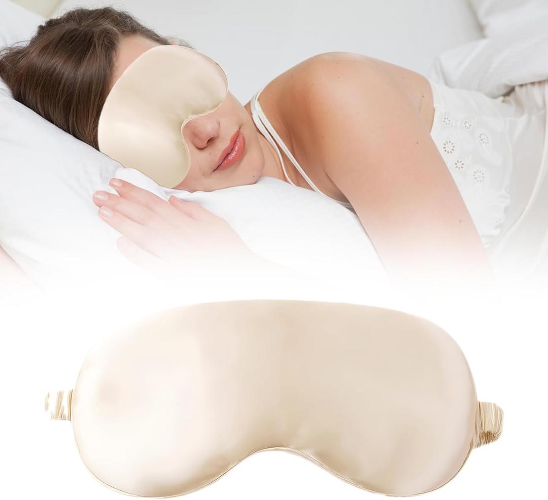 Nature Silk Sleep Eye Mask - Sleeping Mask for Women Men, Soft Pressureless Cooling Blackout Eye Covers for Sleeping, Light Blocking Eye Cover, Ideal Birthday Gift with Gift Package