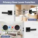 Estmoon 5 Pack Matte Black Door Handles Interior Door Knobs, Keyless Privacy Bedroom Door Lock, Heavy Duty Zinc Alloy Home Improvement Door Leverset for Bedrooms Bathrooms