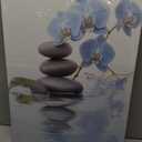 CXHOSTENT Spa Bathroom Wall Art Blue Orchid Flowers and Zen Stones on Water Pictures Print on Canvas Framed Artwork for Yoga Zen Room Decor (Zen-3, 16.00"x24.00")