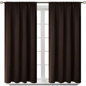 BGment Short Blackout Curtains 40 Inches Length - Rod Pocket Thermal Insulated Room Darkening Window Drapes for Kitchen Bedroom Bathroom, Brown, 2 Panels, 42 x 40 Inch