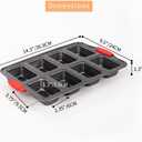 2 Packs 8 Cavity Non-Stock Mini Loaf Pan with Silicone Handle, Mini Bread Loaf Baking Pan Mini Brownie Pan Cheesecake Mould Rectangular Bar