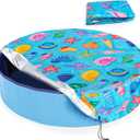 Round Dog Pool Cover 48", Foldable Kiddie Solar Cover Fit Dog Collapsible Swimming Pool, Pets Kids Bath Tub, Anti-UV Dustproof Safety Pool Covers, Starfish Patterns (Medium(48" x 12"))