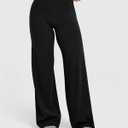 OQQ Yoga Pants Women High Waist Stretch Casual Soft Straight Leg Bottoms (Black, M)