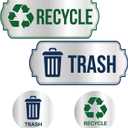 4 x Trash and Recycle Stickers 4-Piece Set - Sorting Sign for Indoor, Outdoor Use - Waterproof Silver Finished Self-Adhesive Labels for Trash Can