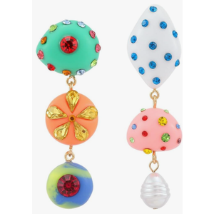 Channel V Asymmetrical Candy Color Rhinestone Earrings Festival Unique Trendy Bridal Statement Boho Vintage Drop Earrings Handmade Big Long Tassel Jewelry Korean Fashion for Women