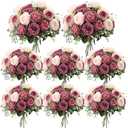 Geosar 8 Bundles Artificial Peonies Flowers Fake Silk Peony Bouquet Faux Peonies Flowers Bulk for Decoration Vase Floral Arrangements Wedding Party Table (Dusty Pink, Dusty Rose)