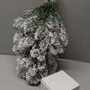 2FT Musical Rotating Snow Flocked Prelit Small Christmas Tree, White Tabletop Christmas Tree with 50 LED Lights, Battery or USB Cable Operated, Timer, Xmas Tree for Holiday Decoration