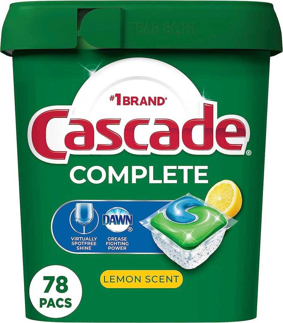 Cascade Complete Dishwasher Pods, Dishwasher Detergent, Lemon Scent ActionPacs, Cleaning Supplies, 78 Count Cascade Complete Dishwasher Pods, Dishwasher Detergent, Lemon Scent ActionPacs, Cleaning Supplies, 78 Count