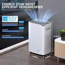 3000 Sq.Ft Dehumidifier for Basement, 34 Pints Most Efficient Energy Star 2024 Dehumidifier for Home with Drain Hose, Smart App Control, 3 Operation Modes, Ideal for Bathroom, Bedroom (White)