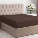 Full Fitted Bed Sheet - Bottom Single Fitted Sheet Only - Ultra-Soft Hotel Luxury Bedding w/ 8-16 Inch Deep Pockets - Breathable, Cooling & Wrinkle Free - Easy-Care, Fade & Shrink Resistant - Brown