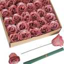 Roses Artificial Flowers,30pcs Glitter Roses Fake Roses with Stems for Crafts Wedding Bouquet Party Home Decor(Salmon)