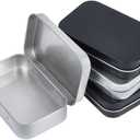 4 Pack 2 Colors Tin Box Empty Hinged Tins Mini Portable Metal Rectangular Black Silver DIY Storage Travel Outdoor Case Metal Boxes with Hinged lids for Home Keys Organizer Jewelry Crafts