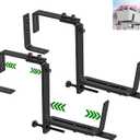 HFHOME 2PCS Adjustable Planter Box Brackets, Brackets for Window Boxes Planters Hanging Flower Box Holders, Heavy Duty Wall Mount Holder for Windowsills, Garden, Fences, and Balcony - Black