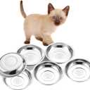 VENTION Small Shallow Cat Food Bowls, Outer Dia. 5 in Whisker Fatigue Cat Bowl, Stainless Steel Cat Food Dish for Indoor Cats, Set of 6 Replacement Cat Bowls for Raised Station(7.4 Fl.oz), 6 Pieces