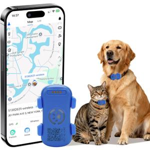 GPS Tracker for Dogs & Cats Pet GPS Location Tracker with Smart Alerts & Location History Geo-Fence Real-Time Waterproof iOS & Android Subscription Required 5-Day Free Trial