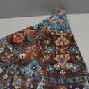 Ciicool Boho Area Rug 4x4ft Round Washable Bedroom Non-Slip Vintage Entryway Throw Low-Pile Indoor Carpet for Living Room Foyer(Brick Red/Dull Teal)