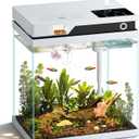 Vehipa Fish Tank, Smart Fish Aquarium Kit 4.2 Gallon | with Auto Feeder, 4-in-1 Silent Pump, Adjustable Lighting, Temperature Display & Humidifier for Desktop, Office, Room