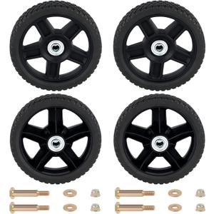 CheeMuii 4 Pcs 7 Inch Lawn Mower Wheels 4 Pack 7" Push Mower Wheels with Bolts and Lock Nuts Kit Fit for Most Standard push Lawn Mowers/Generator/Garden Tiller/Handtruck