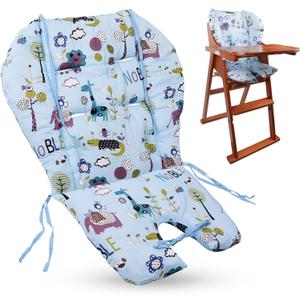 High Chair Pad,high Chair Cover/seat Cushion, Light and Breathable, Soft and Comfortable, Cute Pattern, Suitable for Most High Chairs, Baby Dining Chairs (Animal Pattern on Blue Background)