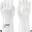 LANON Liquid Silicone Baking Gloves, Heat Resistant Oven Gloves with Fingers, BBQ Gloves Food Grade, Grill Gloves, Oven Mitt, Anti-Slip Grip, White, Large