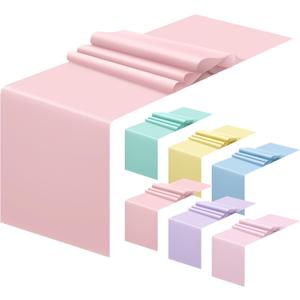 12 Pcs 14 x 108 Inches Pastel Table Runner Pastel Macaron Assorted Color Seasonal Table Runner Disposable Decoration for Summer Spring Wedding Baby Shower Birthday Party Decoration (Colorful)